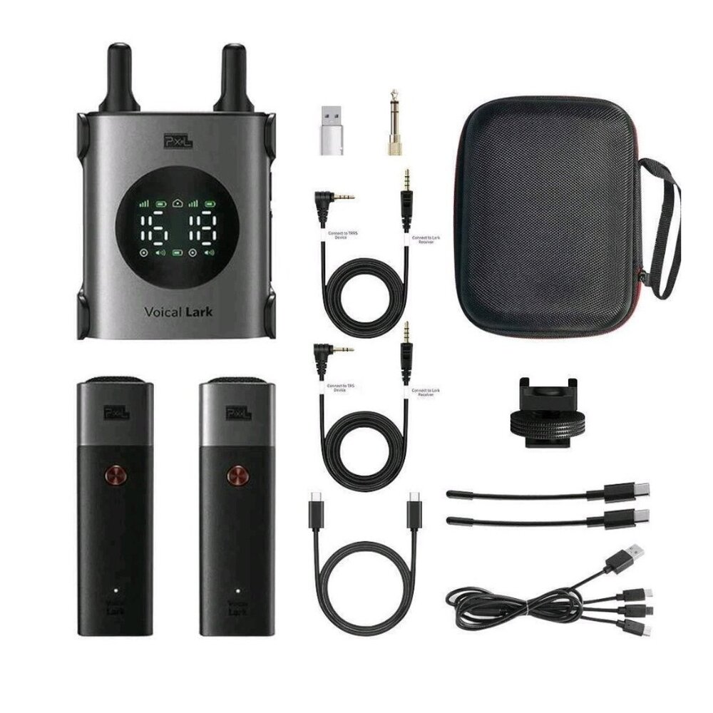 PIXEL Lark X Wireless Microphone System Charging Case with 2 Transmitter NEW